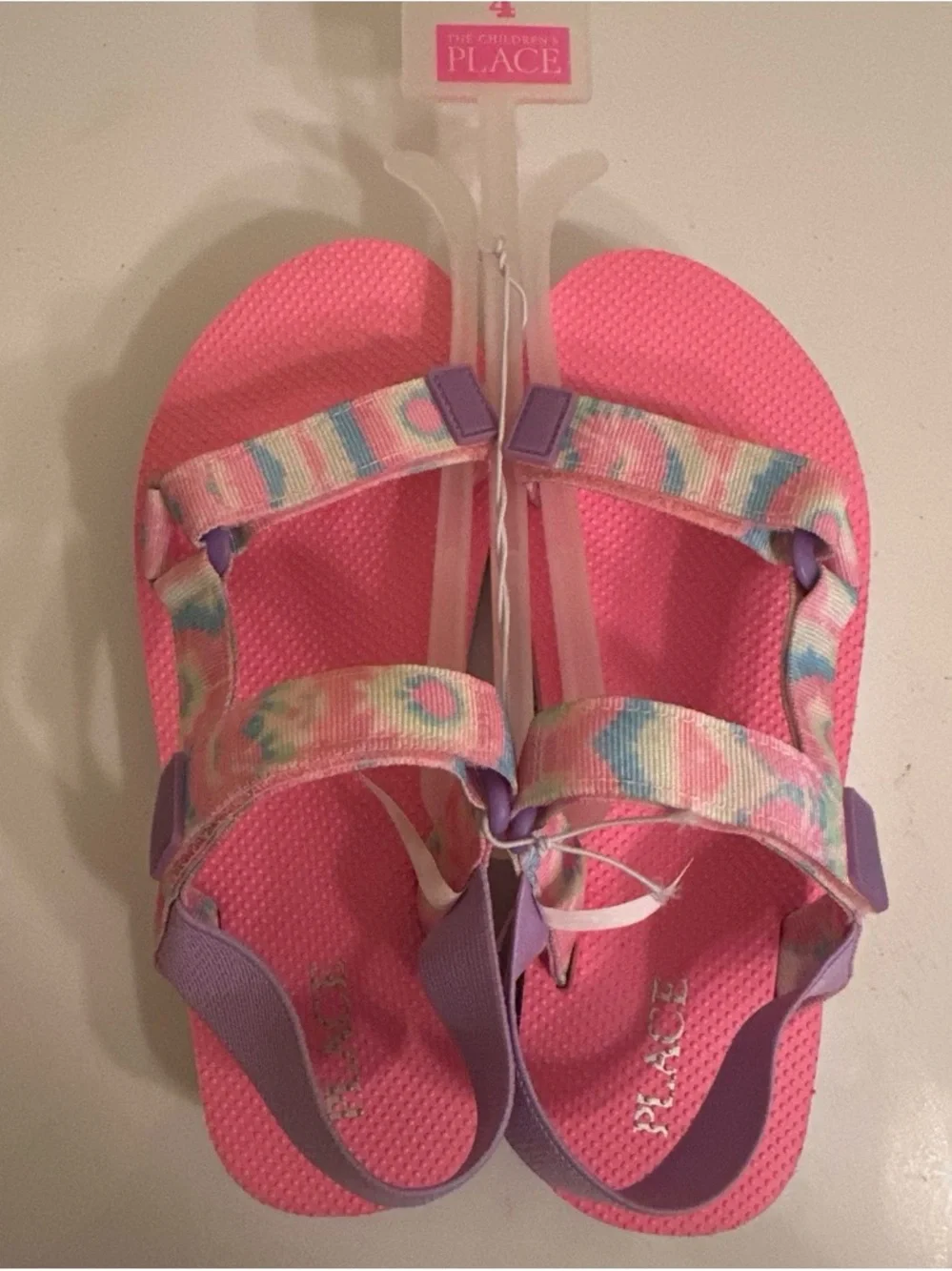 The Children's Place Pink Pastel Tie-Dye Strap Sandals